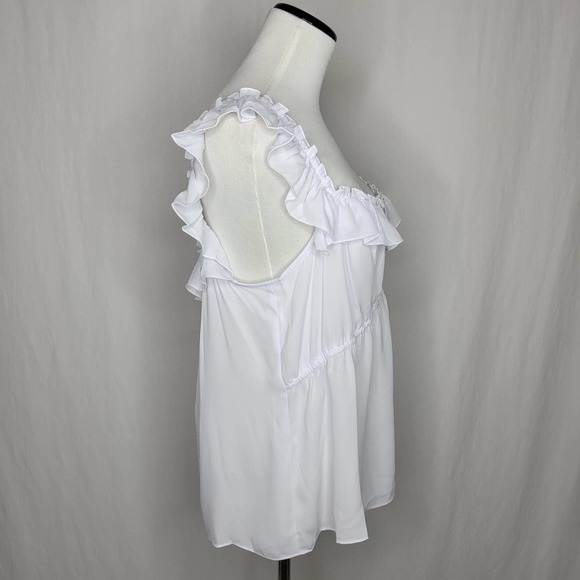 INC International Concepts Ruffle-Trim Empire Top White NWT $50 Size Large - Picture 8 of 11